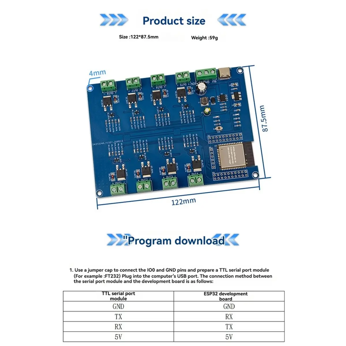 Image of 2026 Neu 8-Kanal MOS-Schaltmodul DC5-60V WiFi Bluetooth Entwicklungsboard 8-Wege MOSFET-Controller für