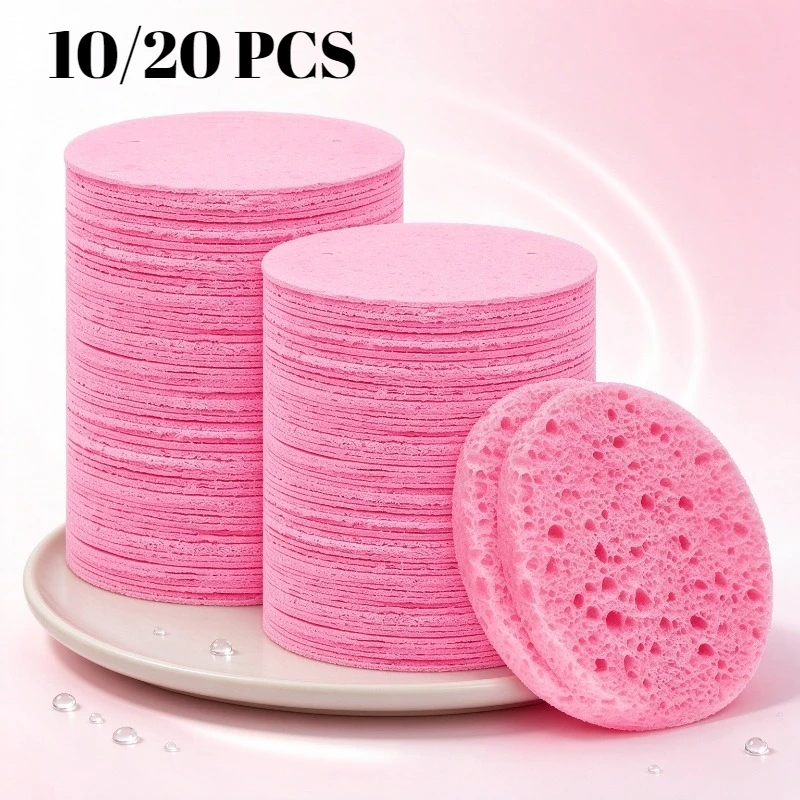 10/20PCS Round Makeup Removing Sponge Pads Exfoliating Sponges Gentle Facial Cleaning Tool for Daily Beauty Skincare Use