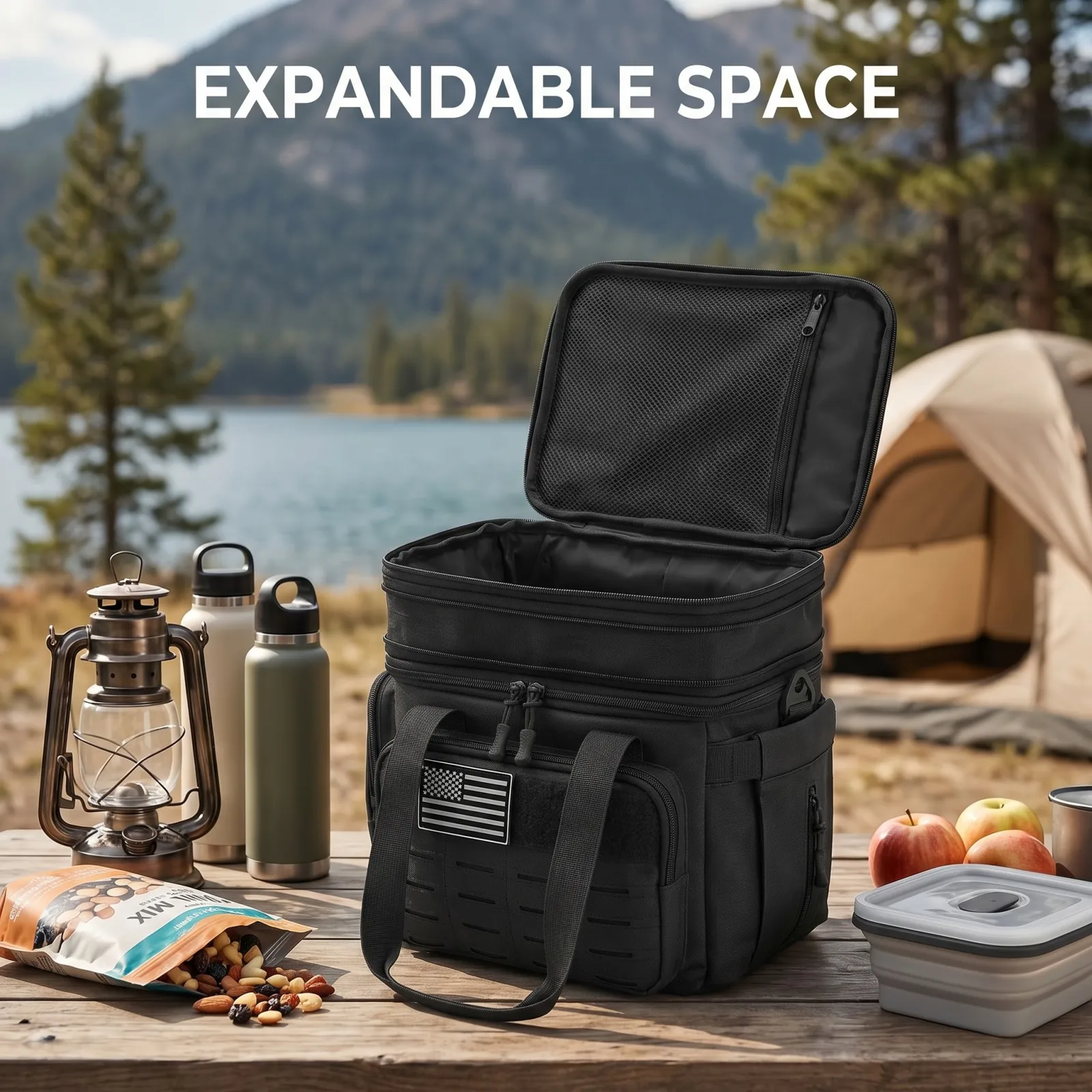 18L Insulated Lunch Bag Tactical Cooler Box for Men Women Expandable Leakproof Thermal Lunch Box Work Office Adults Reusable Large Capacity Meal Prep Bag Heavy Duty Camping Picnic Outdoor Travel School Commuter Construction Worker Shoulder Cooler Tote