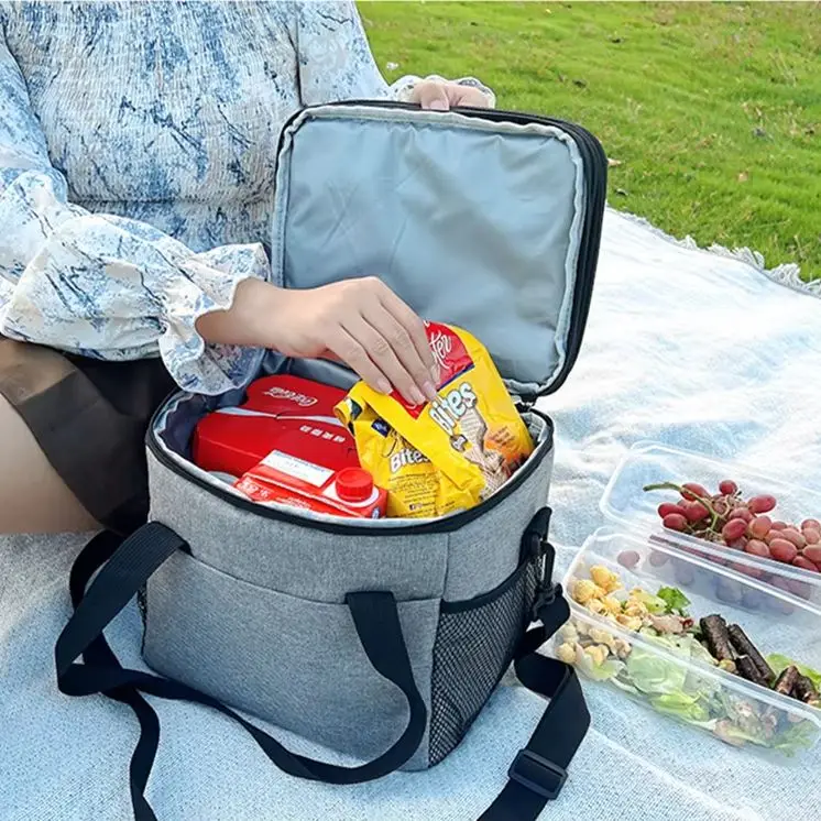 Double-layer Oxford Cloth Lunch Bags Picnic Insulated Food Container Takeway Storage Bags Large Capacity Cooler Pack