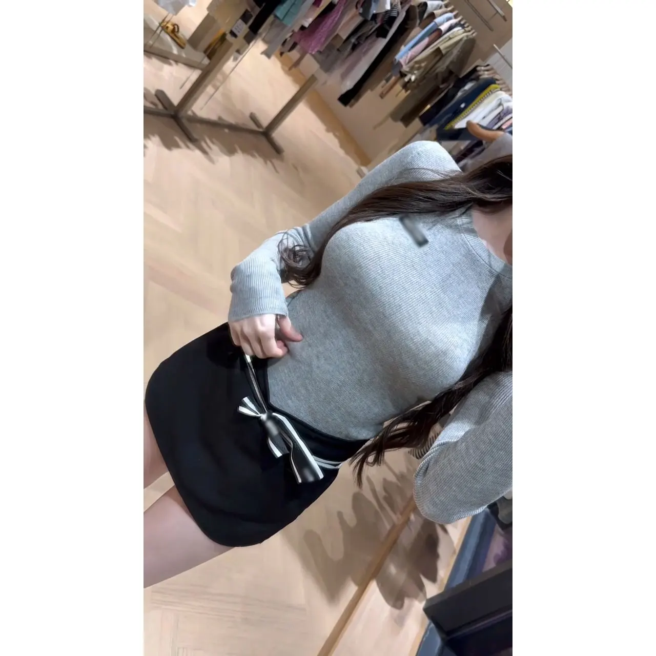 

Chic High Waist Short Skirt Slimming Women's Fashion Set Casual Long Sleeve Knot Top And Skirt Two-Piece Suit