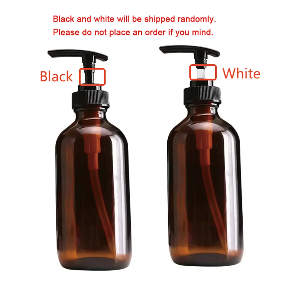 240ml/480ml Pump Empty Glass Bottle Dispenser Amber Glass Soap Dispenser Shampoo and Conditioner Dispenser Bathroom Accessories