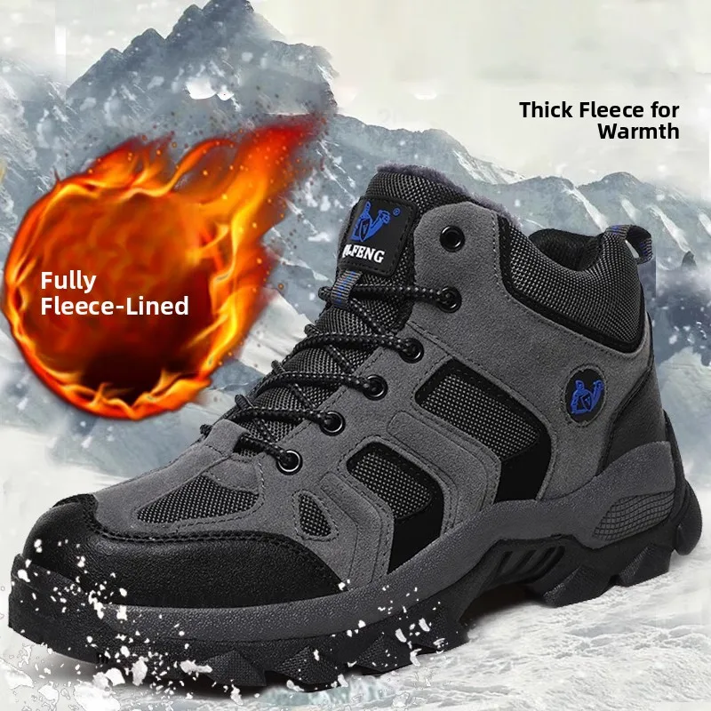 

Men's Winter High-Top Snow Boots Warm Fce Lined Casual Hiking oes Anti-Slip Rubber Sole Comfortable Outdoor Leisure Cott...