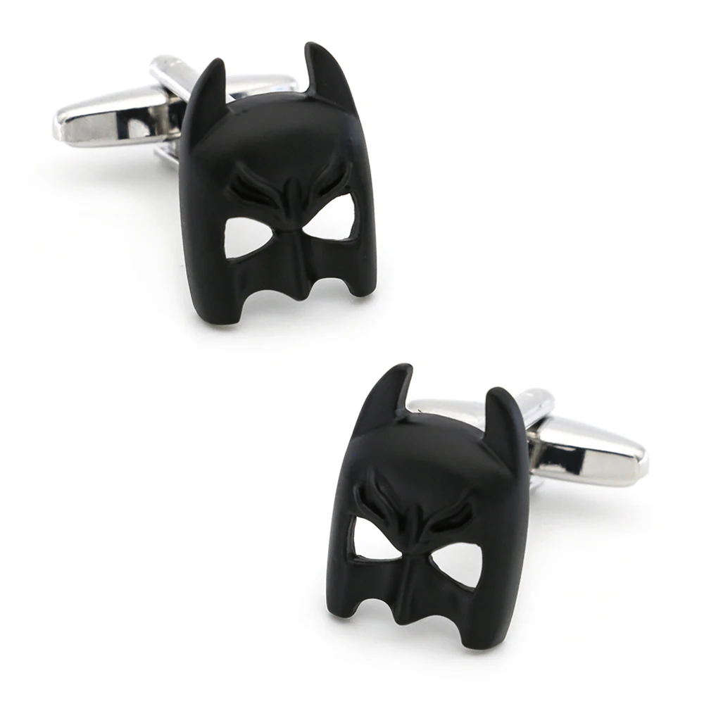 Superheroes Design Knight Mask Cufflinks For Men Quality Copper Material Black Color Bat Cuff Links Wholesale&retail