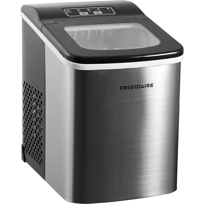 Compact Countertop Ice Maker, Makes 26 Lbs. Of Bullet Shaped Ice Cubes Per Day, Silver Stainless