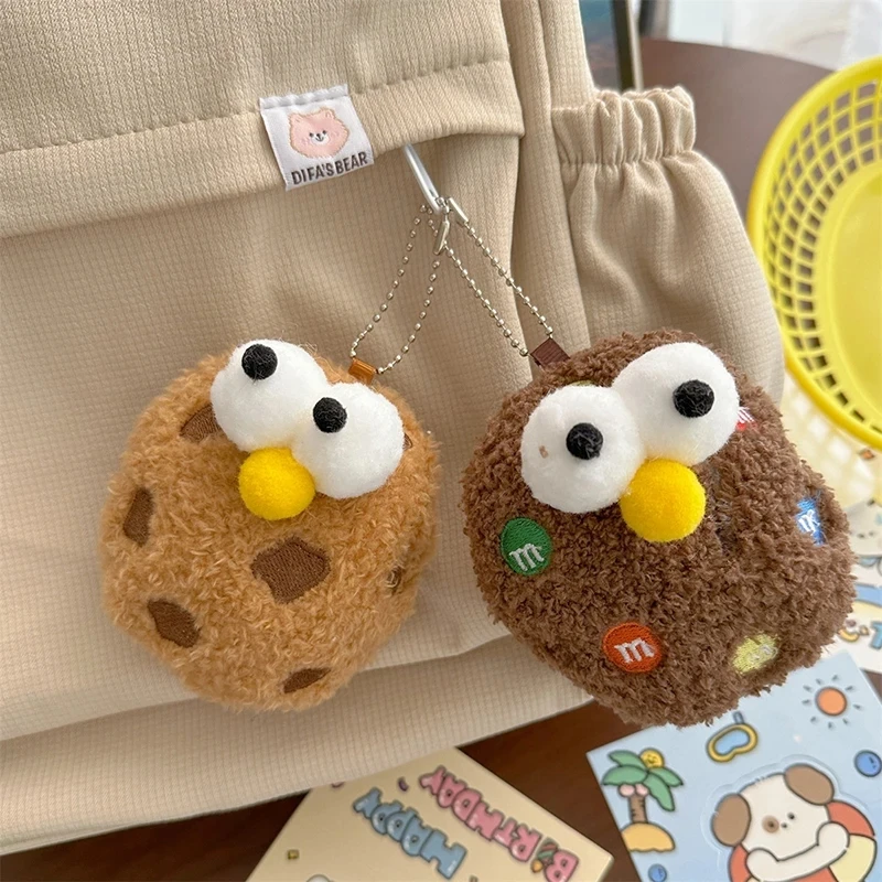 1Pcs Cartoon Big Eye Biscuit Plush Pendant Keychain Cute Funny Doll Toy Backpack Hangings Ornaments Gift Fun Toys Kids Gifts