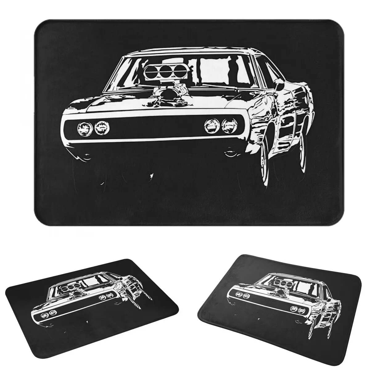 Toretto's Charger Movie Fast And Furious Doormat Absorbent Mat Carpet Rug Kitchen Entrance Home Floor Mat for Balcony Footpad