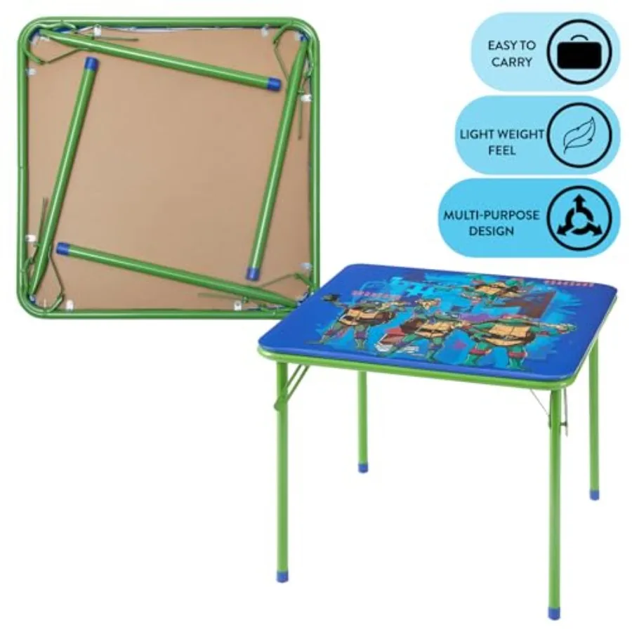 Idea Nuova Teenage Mutant Ninja Turtles 3-teiliges Aktivitäts-Set mit quadratischem Tisch und 2 Klappstühlen, entworfen für Kinder ab 3 Jahren