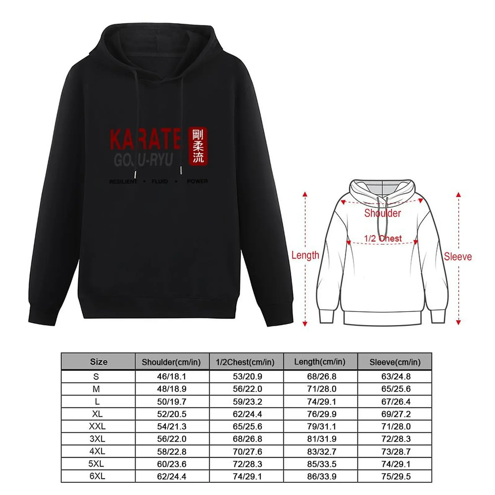 Karate Goju-Ryu Whispers Kanji Cloaked Elegance White Hoodie aesthetic clothing mens clothes hoodies and sweatshirts new