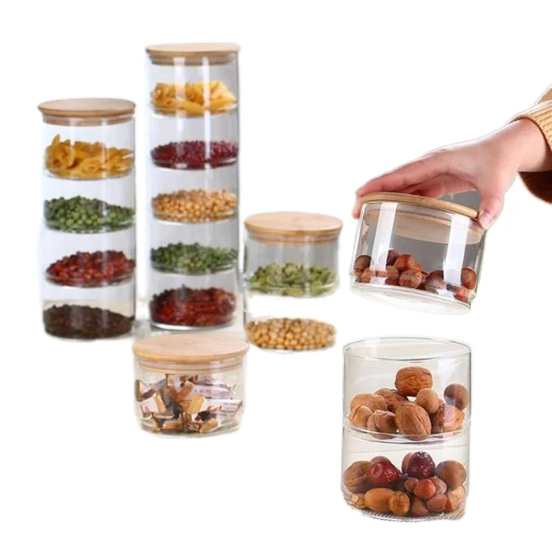 2-3 Layers Stackable Combination Storage Jar Kitchen Sealed Box Fruit Vegetable Salad Candy Bowl Coffee Bean Food Container