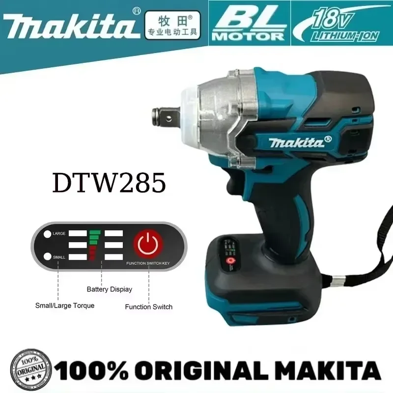 Original Makita DTW285 520N.M Bürstenloser Schlagschrauber Kabelloser Elektroschrauber Hochdrehmoment Wiederaufladbares Werkzeug Makita 18V Akku Original 6AH Makita BL1860 6Ah Akku Elektrowerkzeuge