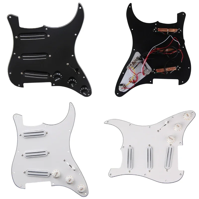 Guitar  Loaded Prewired Pickguard with Dual Rail Pickups Black /white Knobs for Electric Guitar   Parts & Accessories