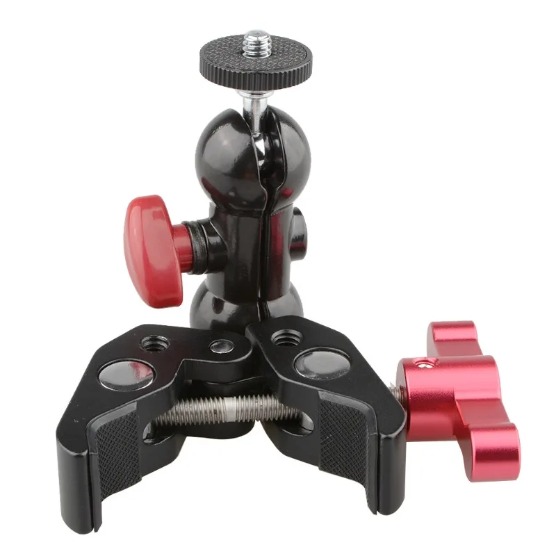 

Crab pliers with 1/4 screw double ball head mount (red T-handle)