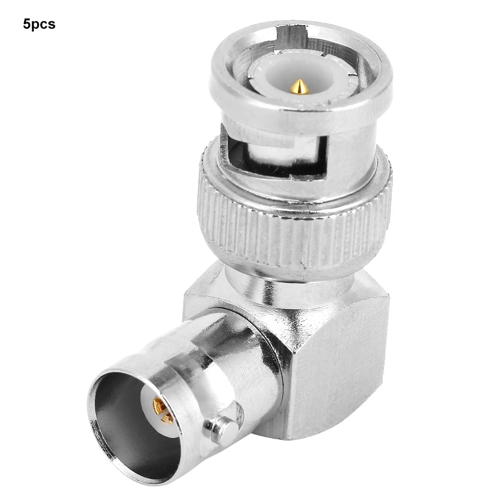 BNC Connector L Shape 90 Degree Brass BNC Male to Female Connector Coaxial Cable Wire Adapter BNC Male to Female Connector 5pcs
