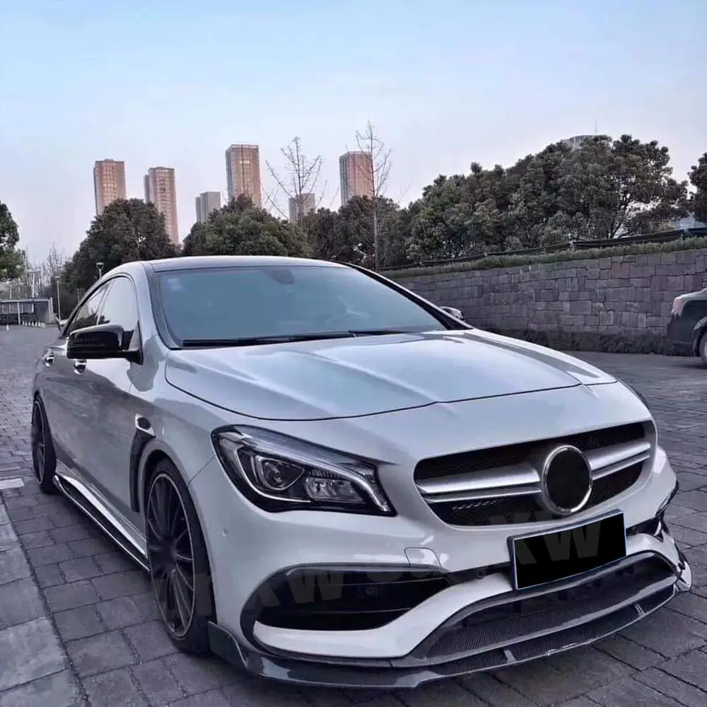 For W117 CLA Class Car Racing Carbon Fiber Front Bumper Lip Spoiler for Mercedes Benz CLA200 CLA250 CLA45 AMG 2016-2018