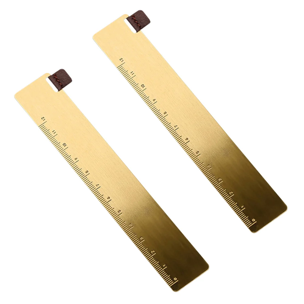 2Pcs Bookmarker Ruler High-Quality Metal Bookmark Ruler for Measuring Drawing Lightweight Straight Edge for Students Studying