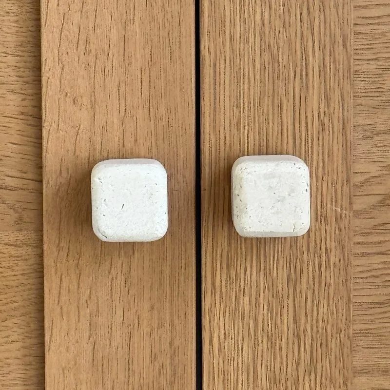Natural travertine handle square rounded edge design cabinet door handle soft decoration wardrobe door personalized handle