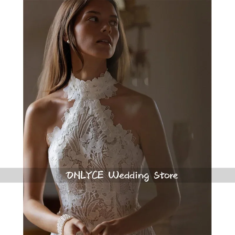 Customized Halter Neck Sleeveless High Quality Lace Mermaid Wedding Dress Backless Zipper Custom Bridal Gowns Vestido De Novia
