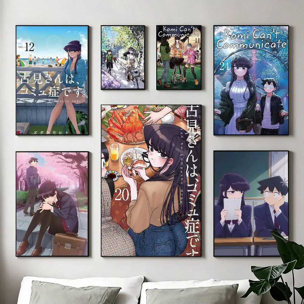 Pop-Anime Komi Can Not Communicate-K Poster Self-adhesive Art Waterproof Paper Sticker Coffee House Bar Room Wall Decor