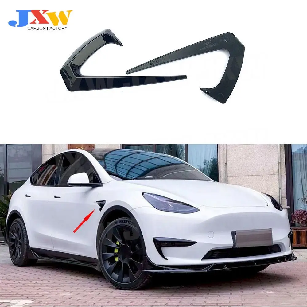 

Carbon Fiber/ABS Car Side Fender Knife Stickers for Tesla Model Y 2021+ Emblem Badge Decals Moulding Trim Styling