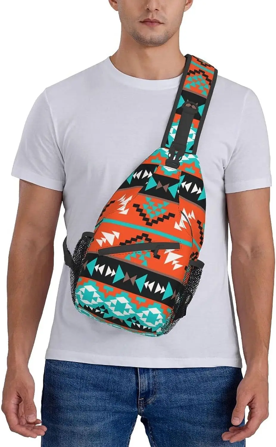 Tribal Ethnic Aztec Geometric Lightweight Sling Bag Chest Bag Crossbody Shoulder Backpack Gym Sports Travel Hiking Daypack