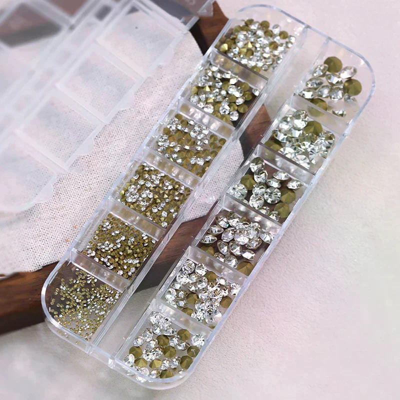 12 شبكة مختلطة مسمار صغير أحجار الراين أسفل حاد سوبر فلاش مسمار الفن كريستال الديكور الأحجار الكريمة مانيكير تلميح ثلاثية الأبعاد #2