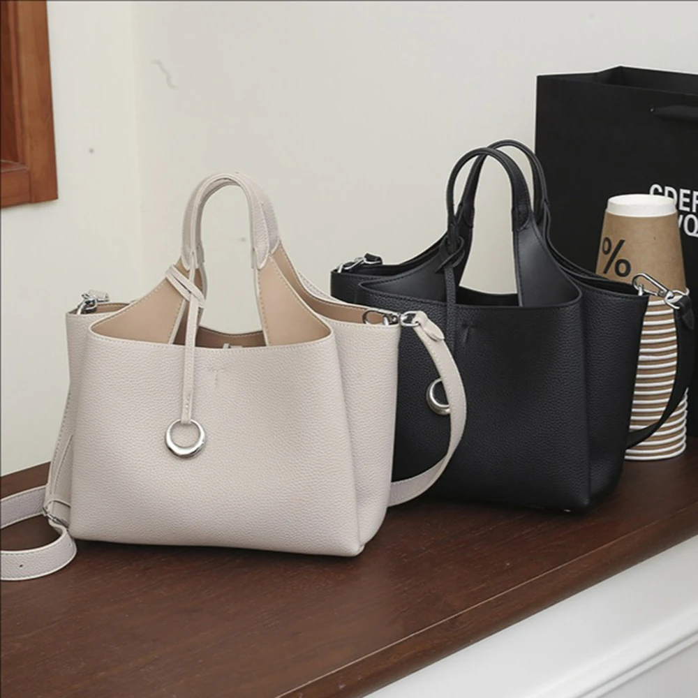 

Квадратные однотонные сумки через плечо из искусственной кожи, большая вместительная повседневная сумка на ремне, простой стиль, кошелек для ручной переноски для женщин