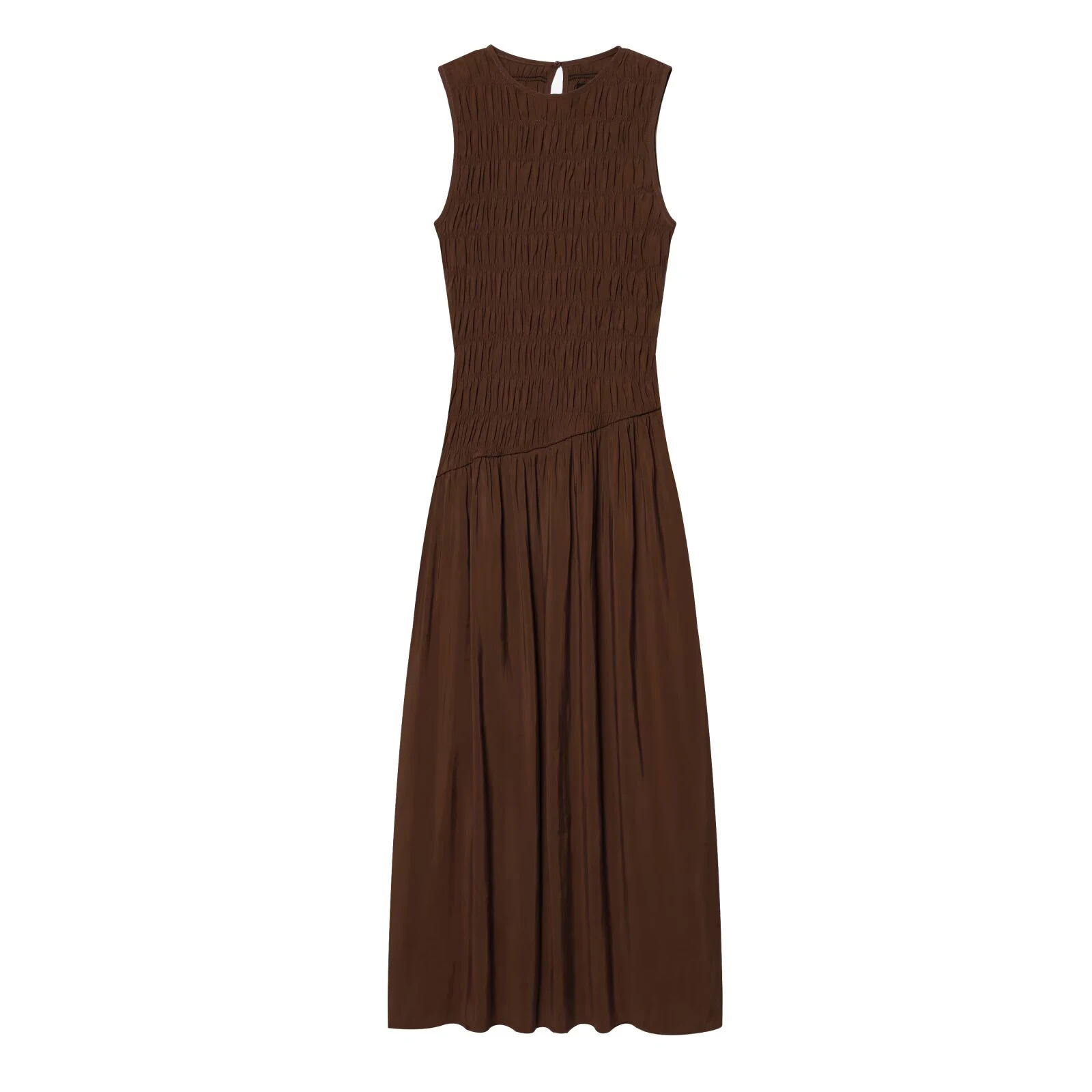 European and American style spring new women's clothing French simple medium long sleeveless round neck fluffy MIDI dress