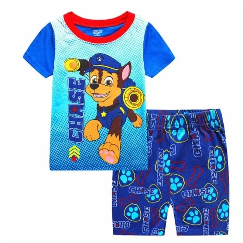 Paw Patrol Kinder Kleidung Set Cartoon Pyjamas Kurzarm T-shirt + Shorts Sommer Kleiden Hund Figurine Anime Chase Marshall Kostüm