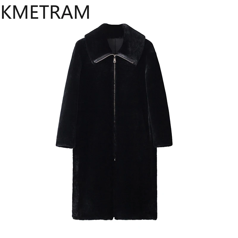 

Natural Merino Wool Sheepskin Double Faced Fur Jacket Woman Black Long Real Fur Coat Winter Clothes Short Furry Jackets 2025