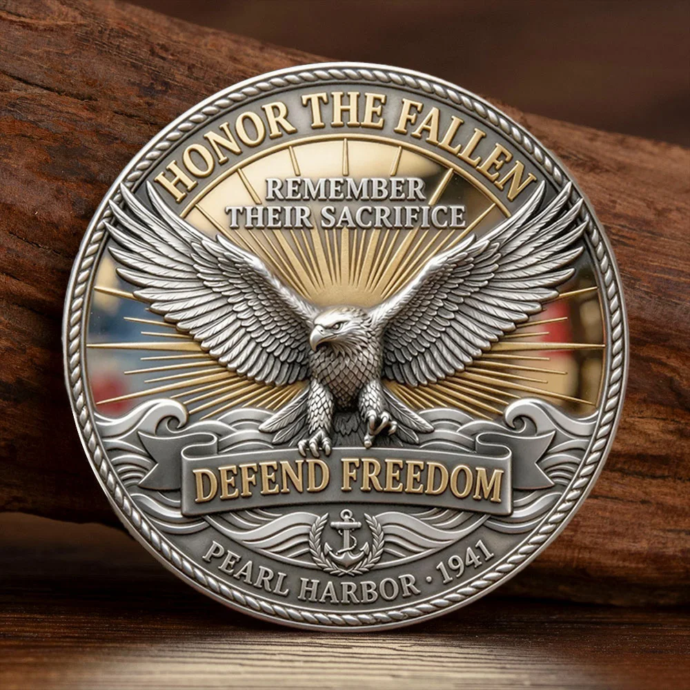 Honor The Fallen Defend Freedom Silvery Plated Collection Coin Navy Pearl Harbor Souvenir Coin
