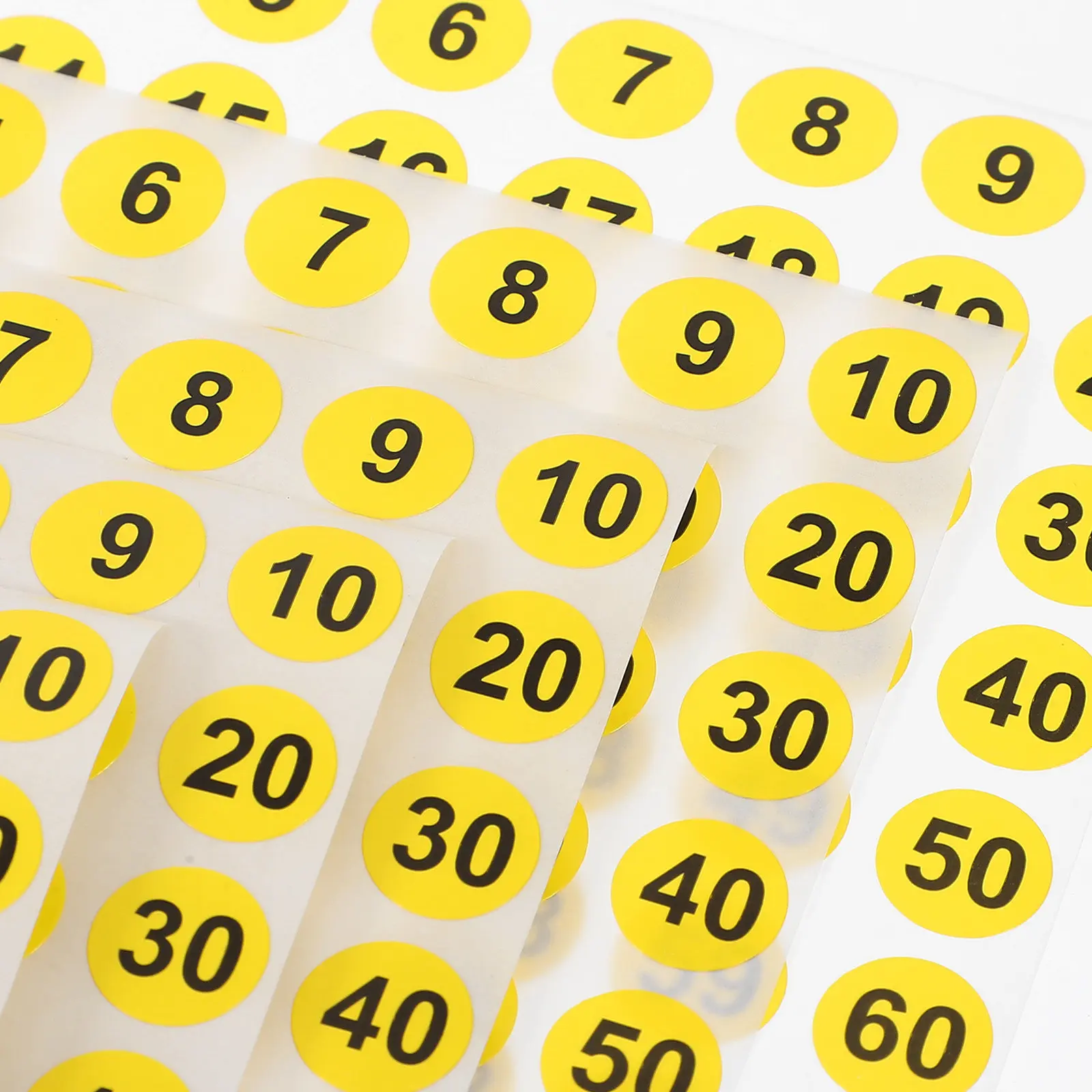 100Sheets Waterproof Number Stickers Round Digital Classification Labels Self-Adhesive Number Decals Organizer Office School
