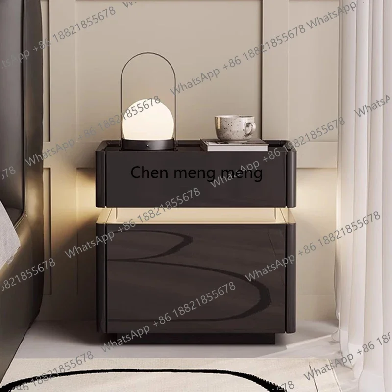 

z0189Luxury Living Room Bedside Table Nordic Smart Storage Charging Nightstand Filing Cabinets Low Mesitas De Noche Office Furni