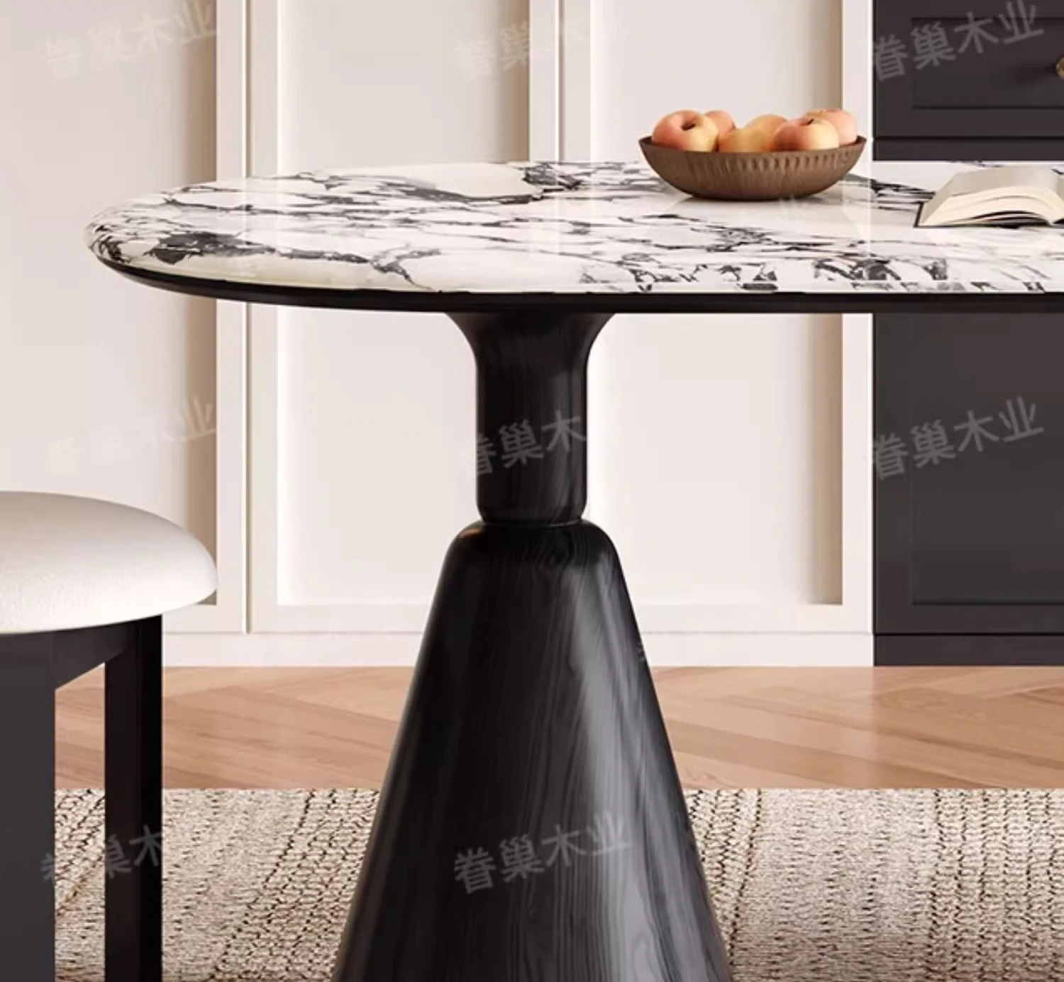 طاولة طعام رخامية فرنسية بولغاري منزلية بسيطة وشقة صغيرة وطاولة طعام متوسطة وقديمة الطراز