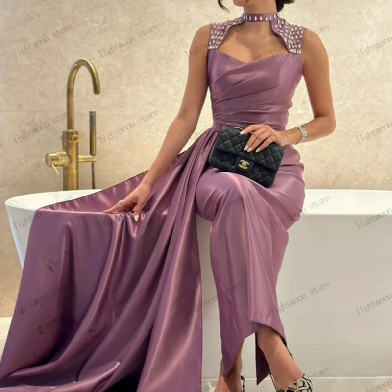 

Elegant Evening Dresses Vintage Prom Dress High Neck Sleeveless Floor Length Ball Gowns For Formal Party Pretty Vestidos De Gala