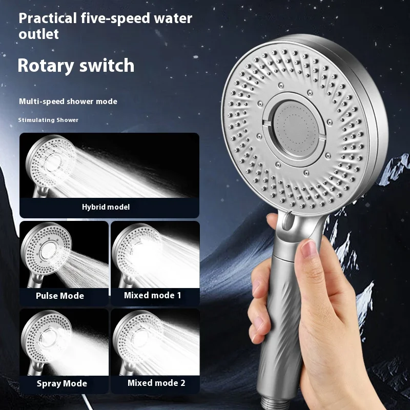 

New High Pressure 13CM Shower Head,5 Modes Water Saving Filter Spray Nozzle Massage Rainfall Shower Bathroom Accessories