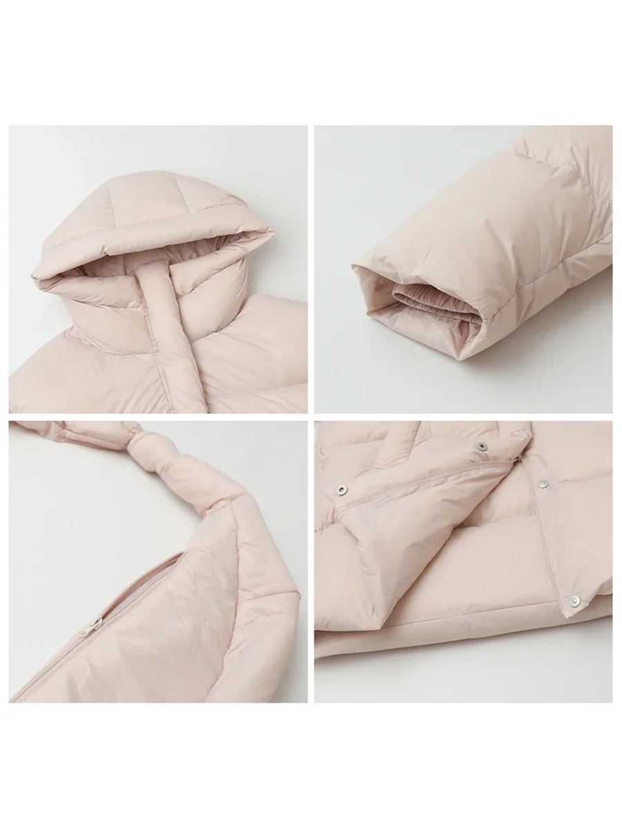 CHIC VEN-abrigos de plumas para mujer, chaquetas coreanas informales lisas holgadas con capucha y cuello levantado, ropa cálida para mujer, Otoño Invierno nuevo 2025