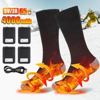 Heating Socks Winter Pure Cotton Electric 4000mAh Heating Socks Men Women Sports Charging Keep Warm Feet Ski Sock