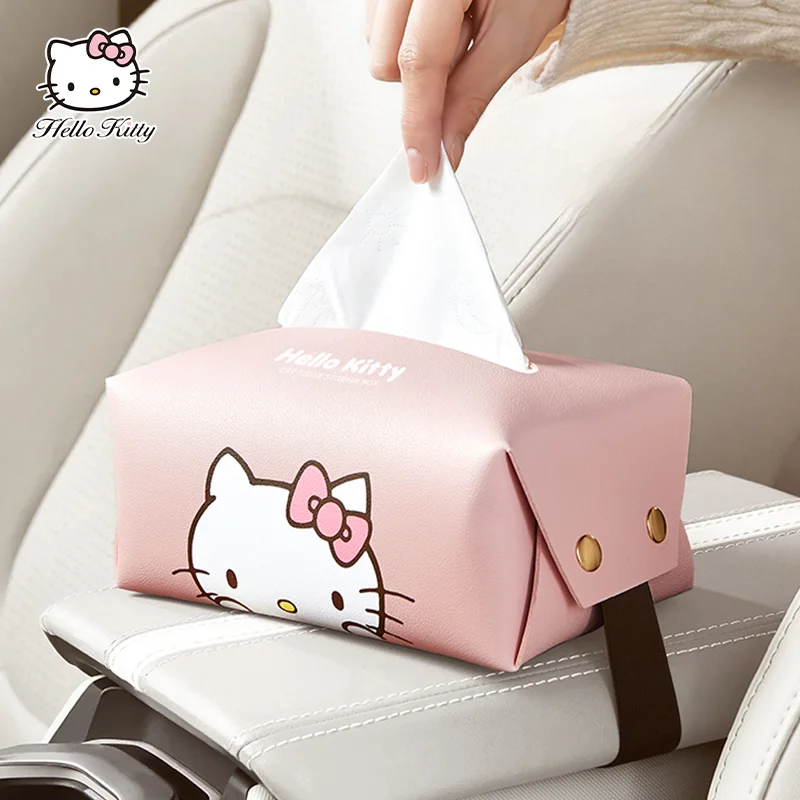 

Hellokitty Car Tissue Box Cover Set Cute Car Accessories for Women Holder with Sun Visor and Armrest Decoration