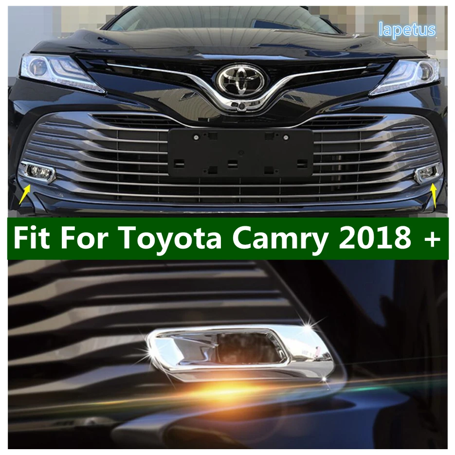 

ABS Chrome Front Bumper Fog Light Lamp Decoration Frame Cover Trim Fit For Toyota Camry 2018 - 2021 Car Accessories