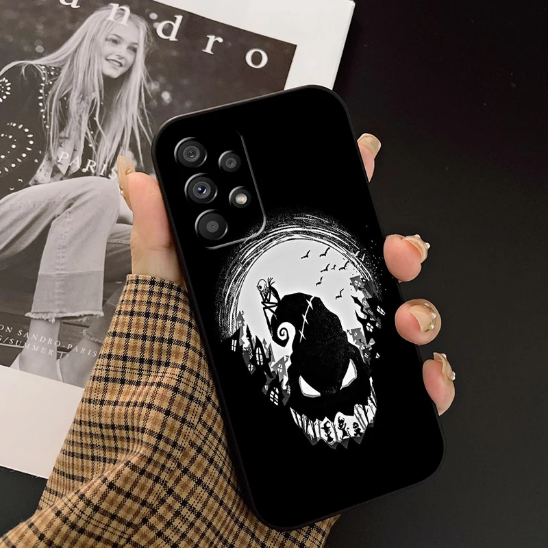 Disney Jack Skellington Anime For Samsung A53 A52 A33 A32 A51 A71 A21S A13 A73 A55 A22 A23 A35 A72 A54 A12 5G Black Funda