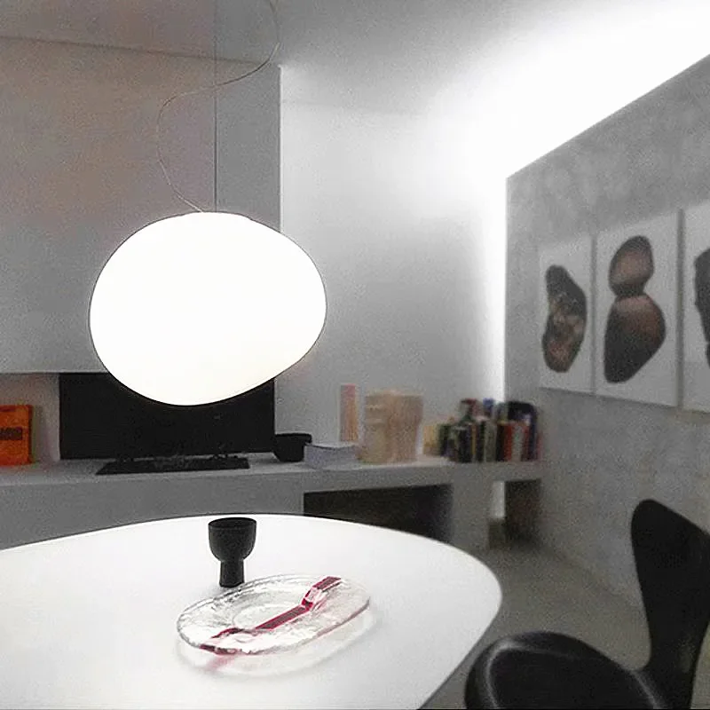 Imagem -04 - Minimalista Calçada Forma Branco Único Lustre Acima da Mesa de Jantar Escada de Estudo do Quarto Corpo Luminoso Decorativo