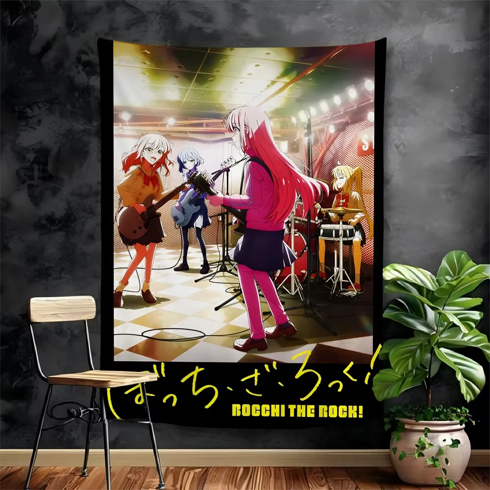 Anime Bocchi The Rock Tapestry, Hippie Flower Wall Art Carpet, Plane Print Dorm & Home Wall Hanging Decor for Bedroom Living Roo