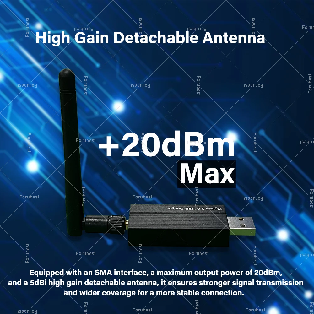 Zigbee 3.0 USB Dongle With Antenna Universal Zigbee Wireless Gateway Hub Support Zigbee2MQTT Home Assistant,Raspbian,OpenHAB