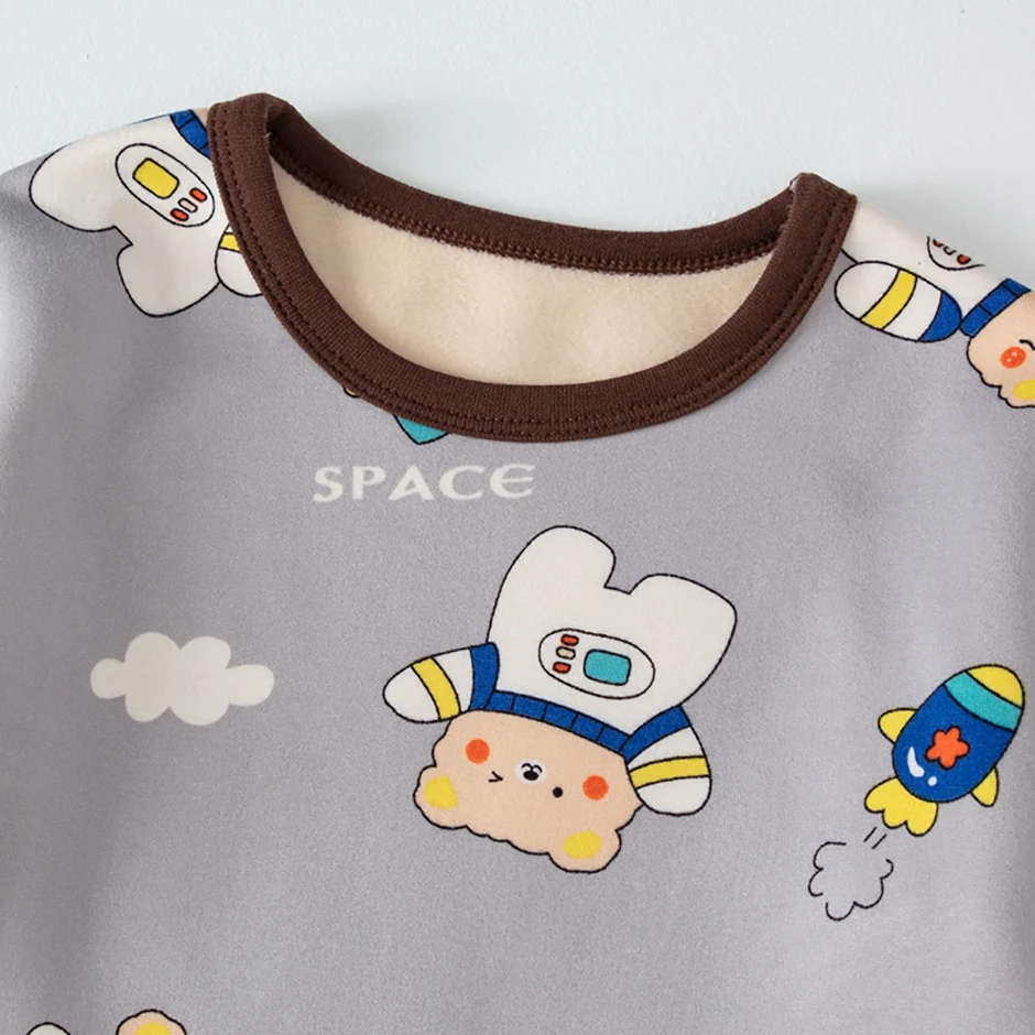 2-teiliges Herbst- und Winter-Kinder-Plüsch-dickes warmes Heim-Unterwäsche-Set für Jungen und Mädchen, lustige und niedliche Oberteile, bequeme Hosen – Detail 32