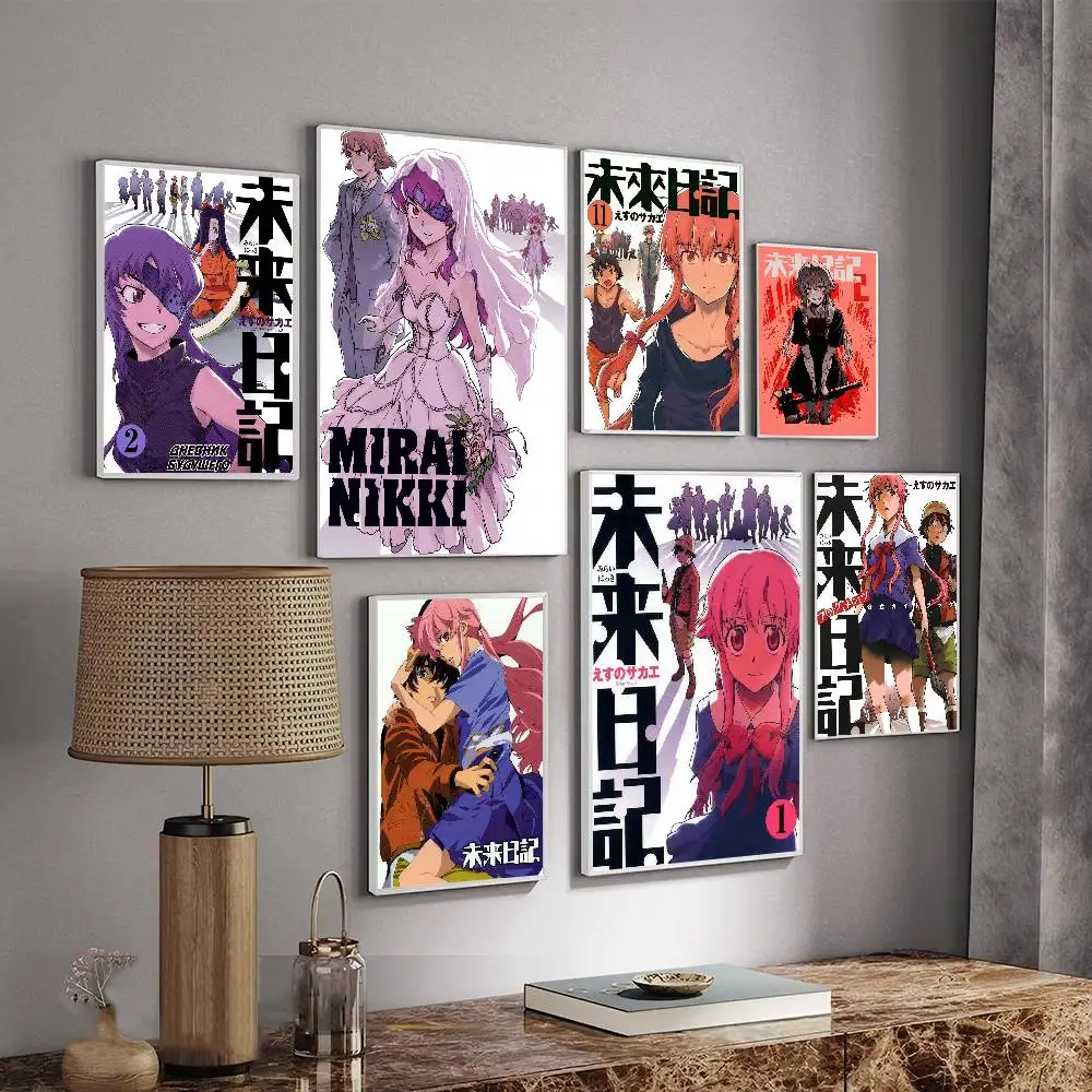 Anime Figure Mirai Nikki The Future Diary Movie Sticky Posters Retro Kraft Paper Sticker Room Bar Cafe Aesthetic Wall Painting