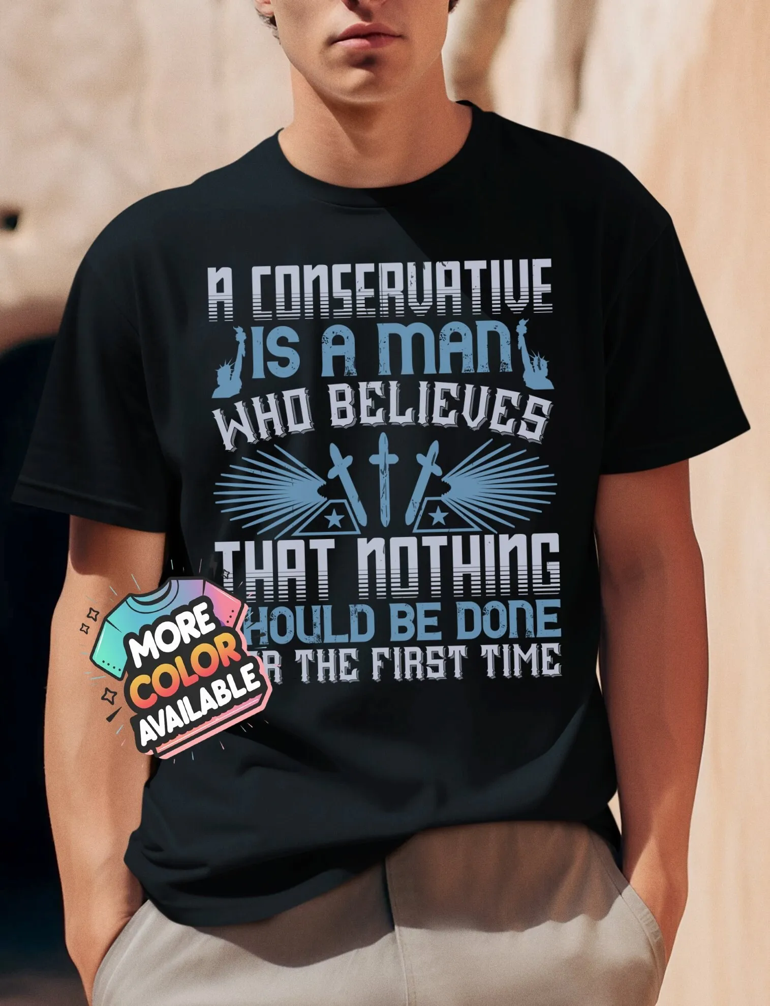 Men'S Political Quote T Shirt Conservative Beliefs With Statue Of Liberty Designvote Tee