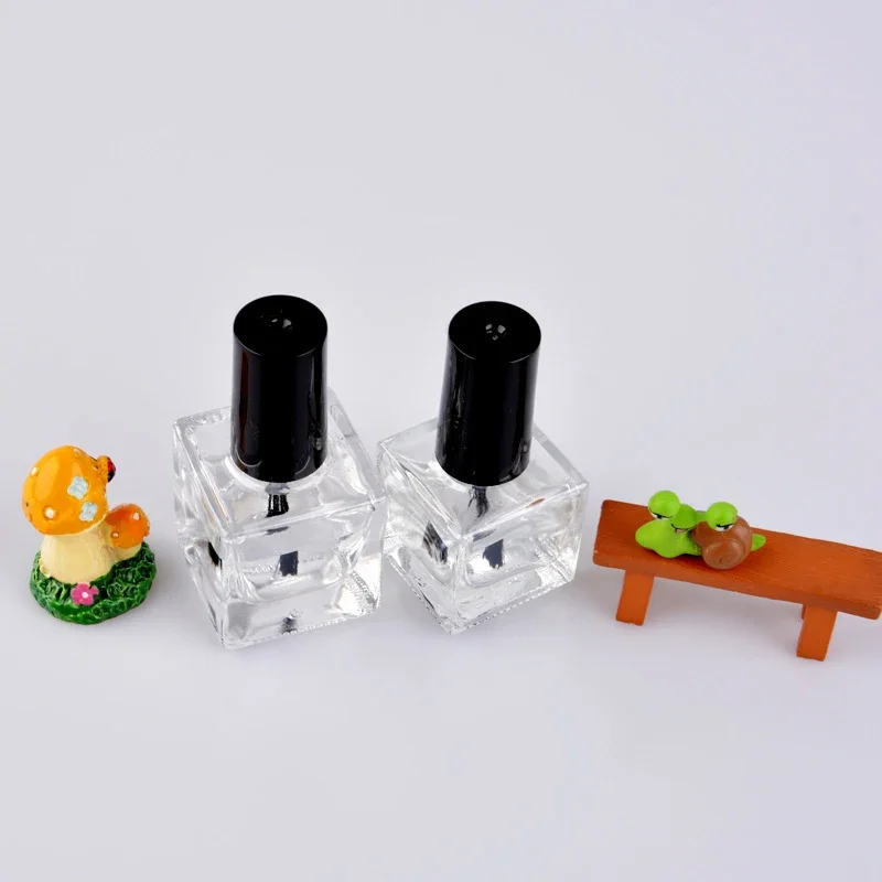 8 مللي/10 مللي مكعب فارغ زجاجة من الزجاج الشفاف جيل للأظافر مات/مرآة غطاء أسود ث/فرشاة ملء البولندية/الغراء/الختم/الزيوت الأساسية التعبئة