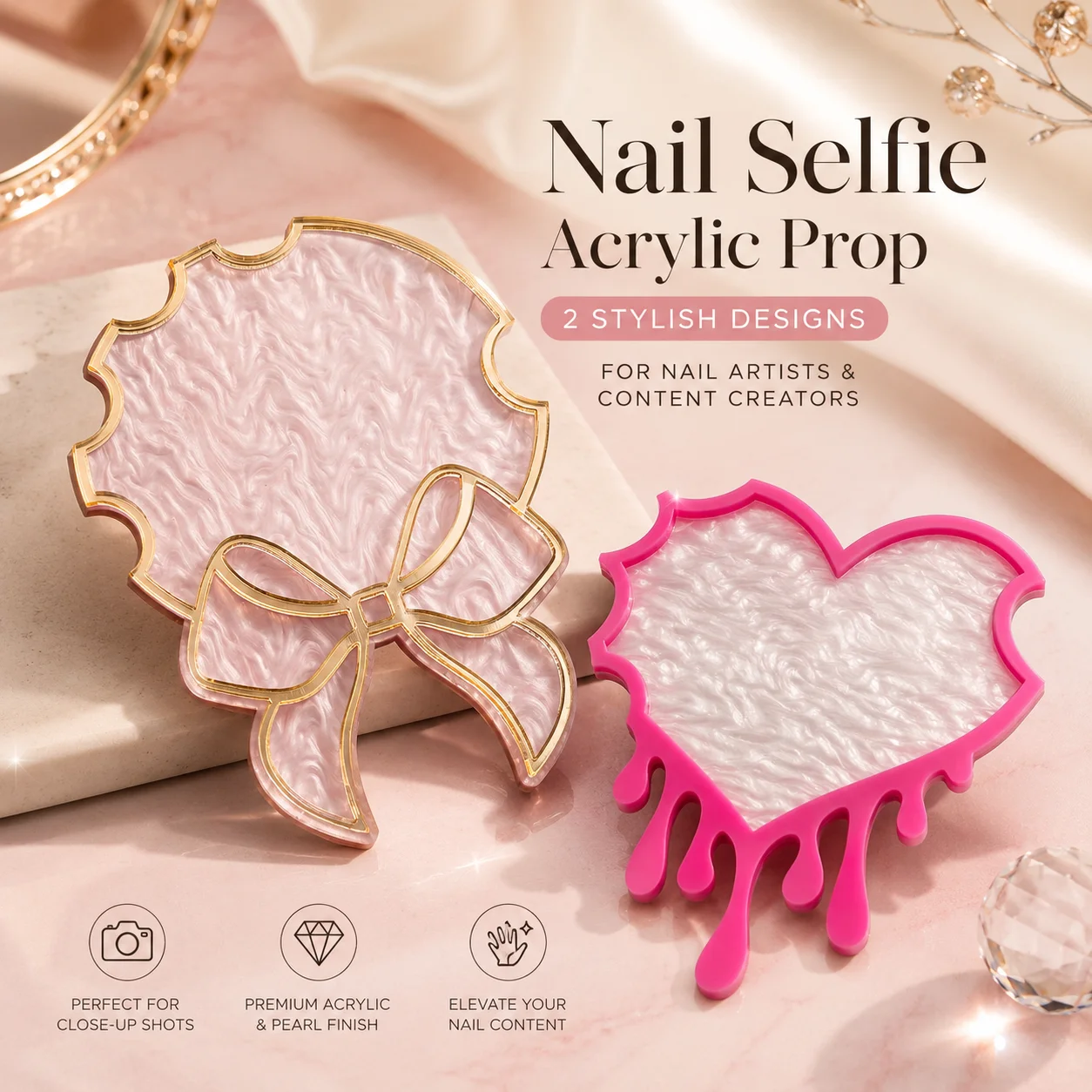 

Personalized Heart-Shaped Acrylic Nail Photography Tray Elegant Nail Photography Prop for Nail Artists’ Portfolio Promotion