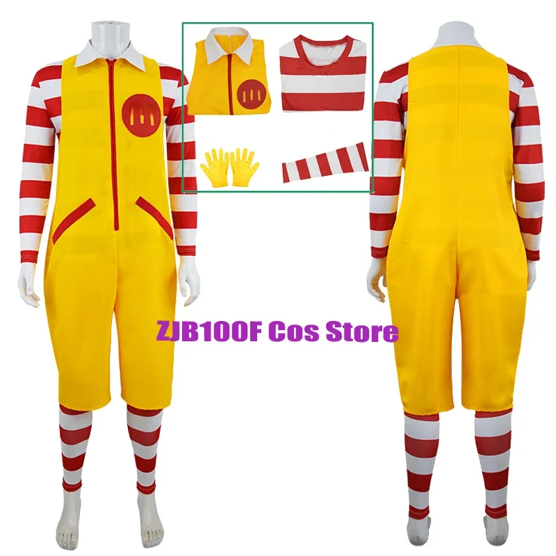 M Uncle Clown Cosplay Anime Parent-Child Costume Jumpsuits Fastfood Yellow Clown Clothing for Kids Halloween Christmas Cosplay